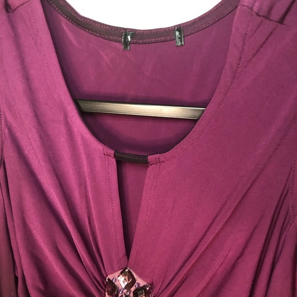 Multicolored Ruched Embellished Cold Shoulder Top - Picture 5 of 13